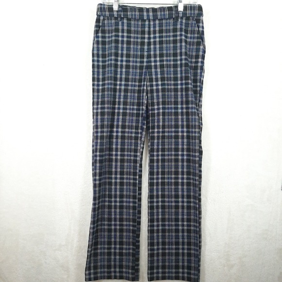 Jules & Leopold Pants - Jules & Leopold Blue Black Plaid Straight Leg Pull On Stretch Dress Pants Small